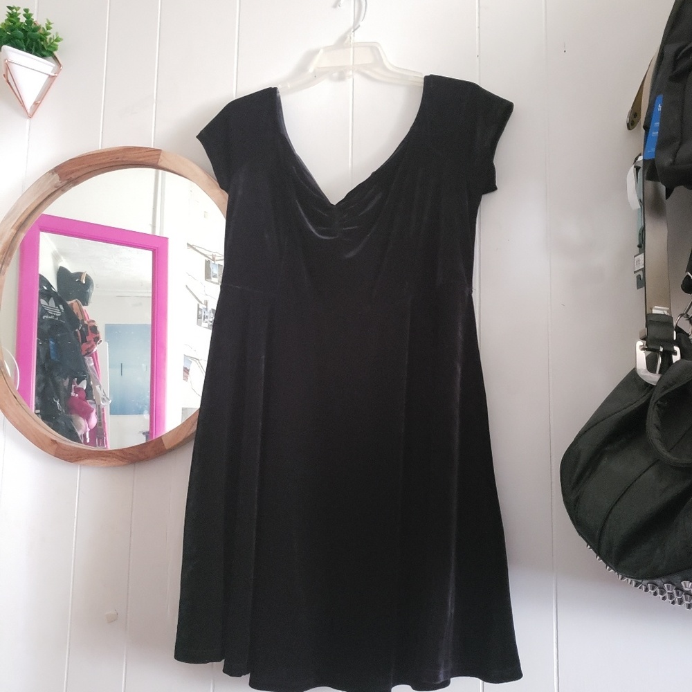 Velvet skater dress | Off the shoulder